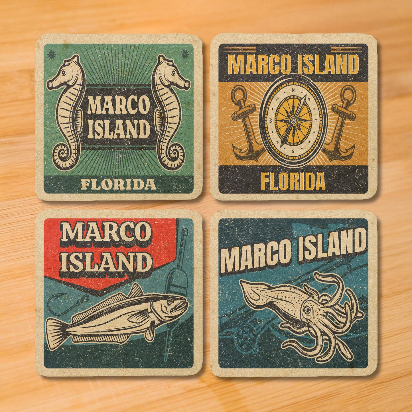 Marco Island Vintage Coaster Set