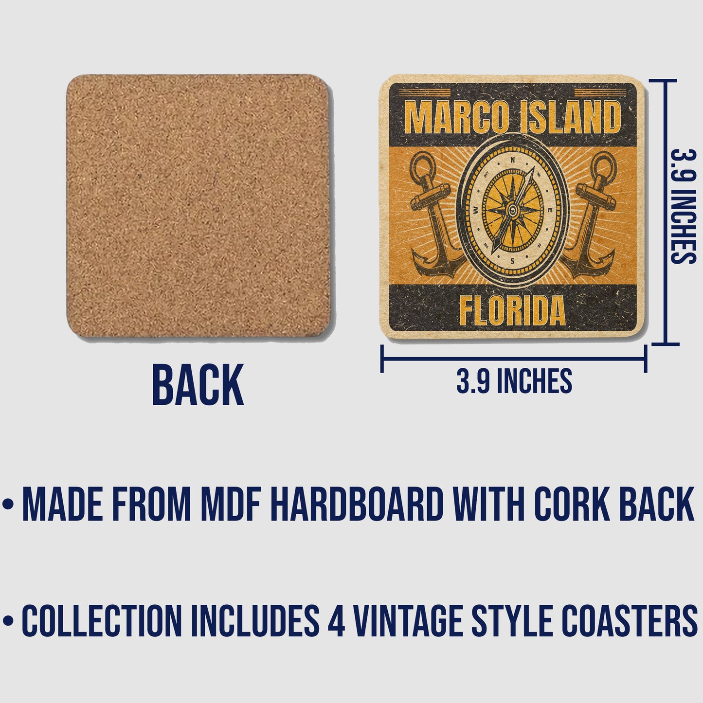 Marco Island Vintage Coaster Set