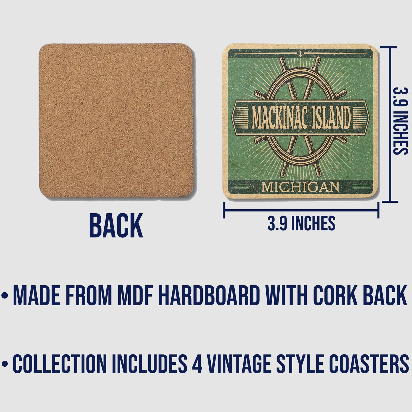 Mackinac Island Vintage Coaster Set