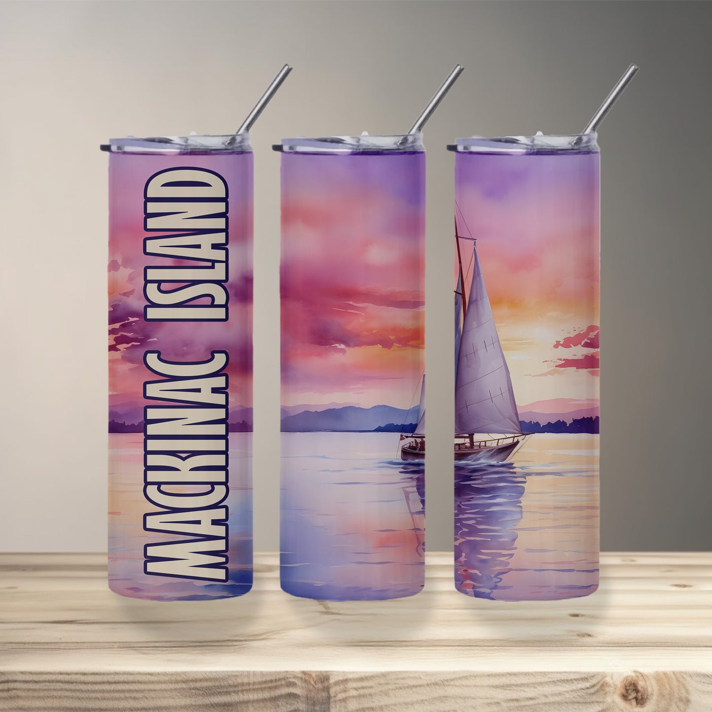 Mackinac Island Sailboat Skinny Tumbler