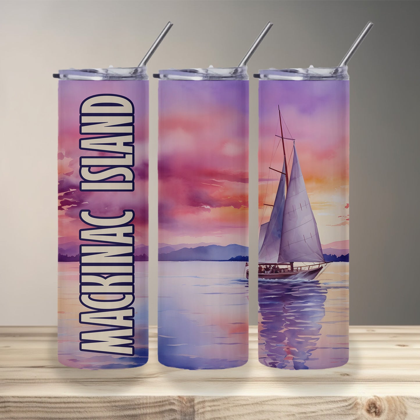 Mackinac Island Sailboat Skinny Tumbler