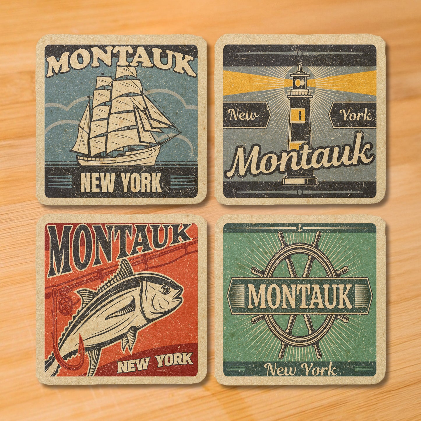 Montauk Vintage Coaster Set