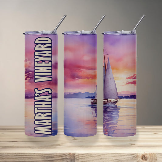 Martha’s Vineyard Sailboat Skinny Tumbler