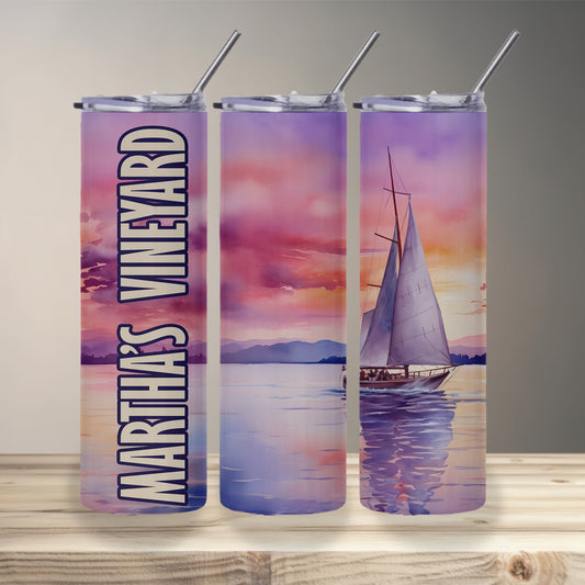 Martha’s Vineyard Sailboat Skinny Tumbler