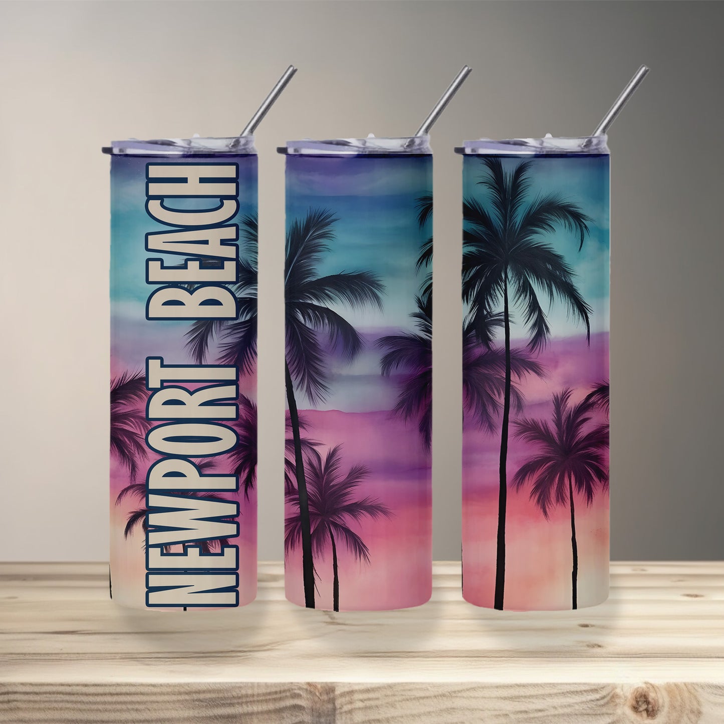 Newport Beach Sunset Skinny Tumbler