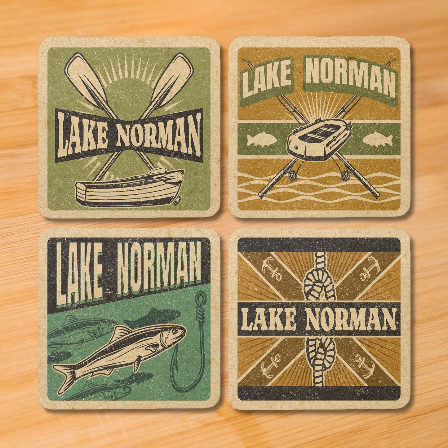 Lake Norman Vintage Coaster Set