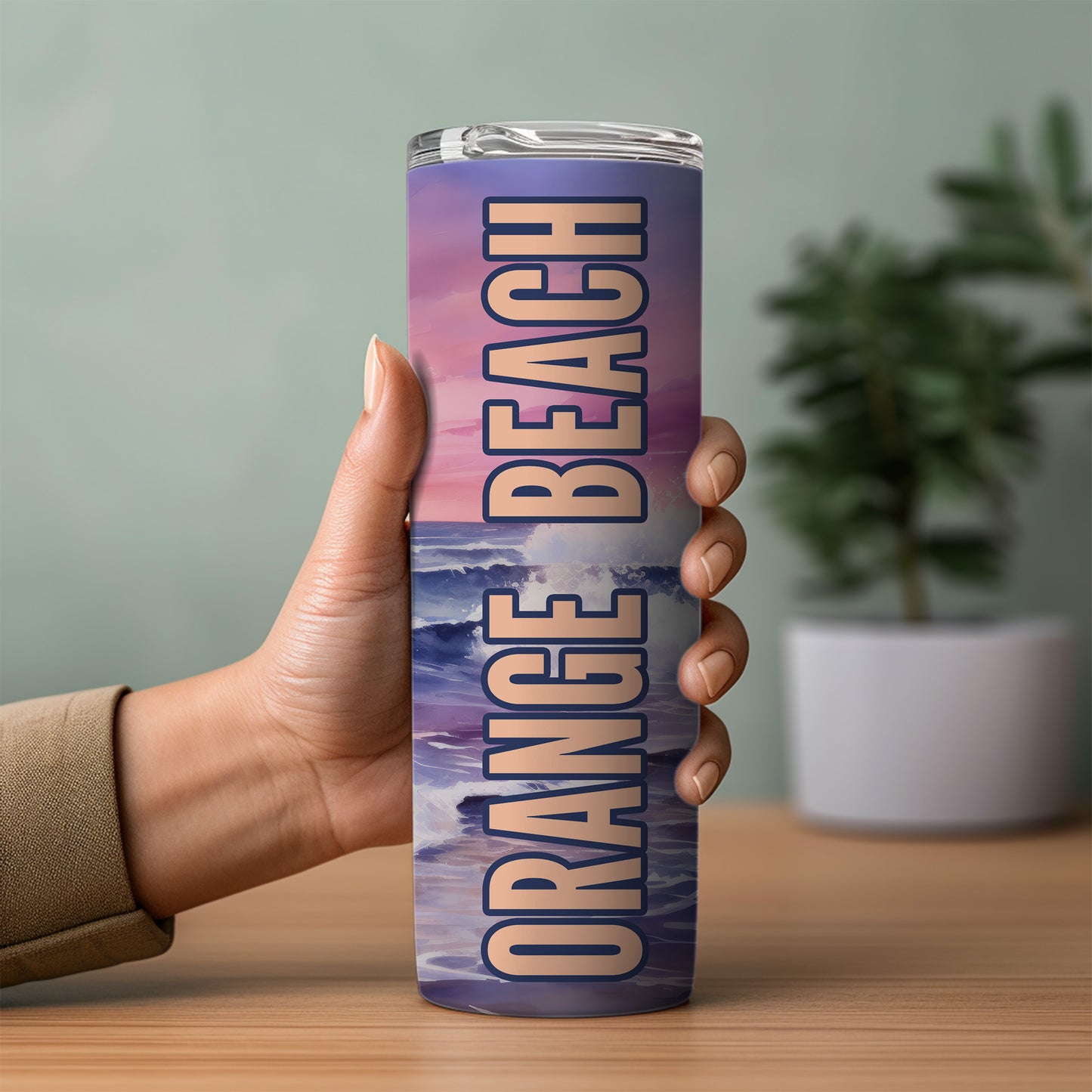 Orange Beach Shoreline Skinny Tumbler