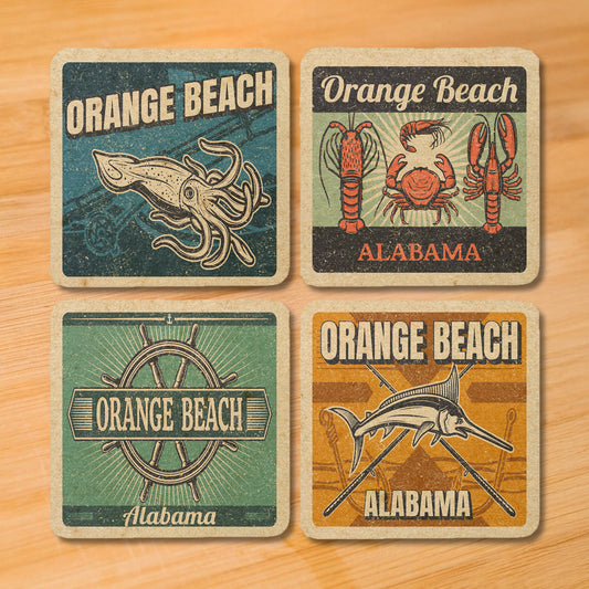 Orange Beach Vintage Coaster Set