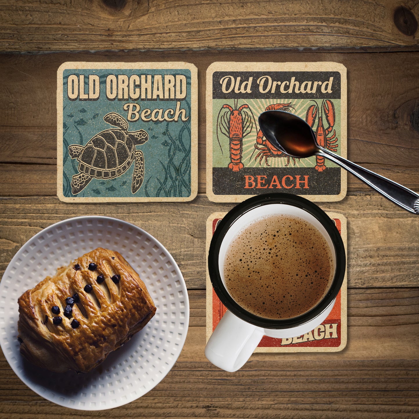 Old Orchard Beach Vintage Coaster Set