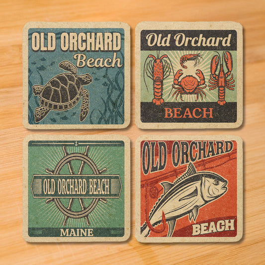 Old Orchard Beach Vintage Coaster Set
