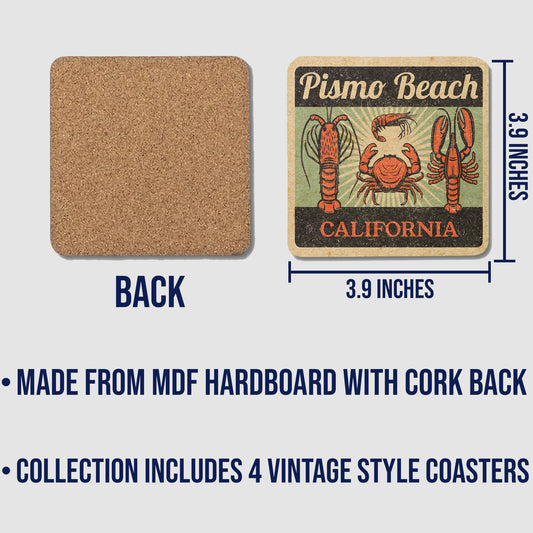 Pismo Beach Vintage Coaster Set