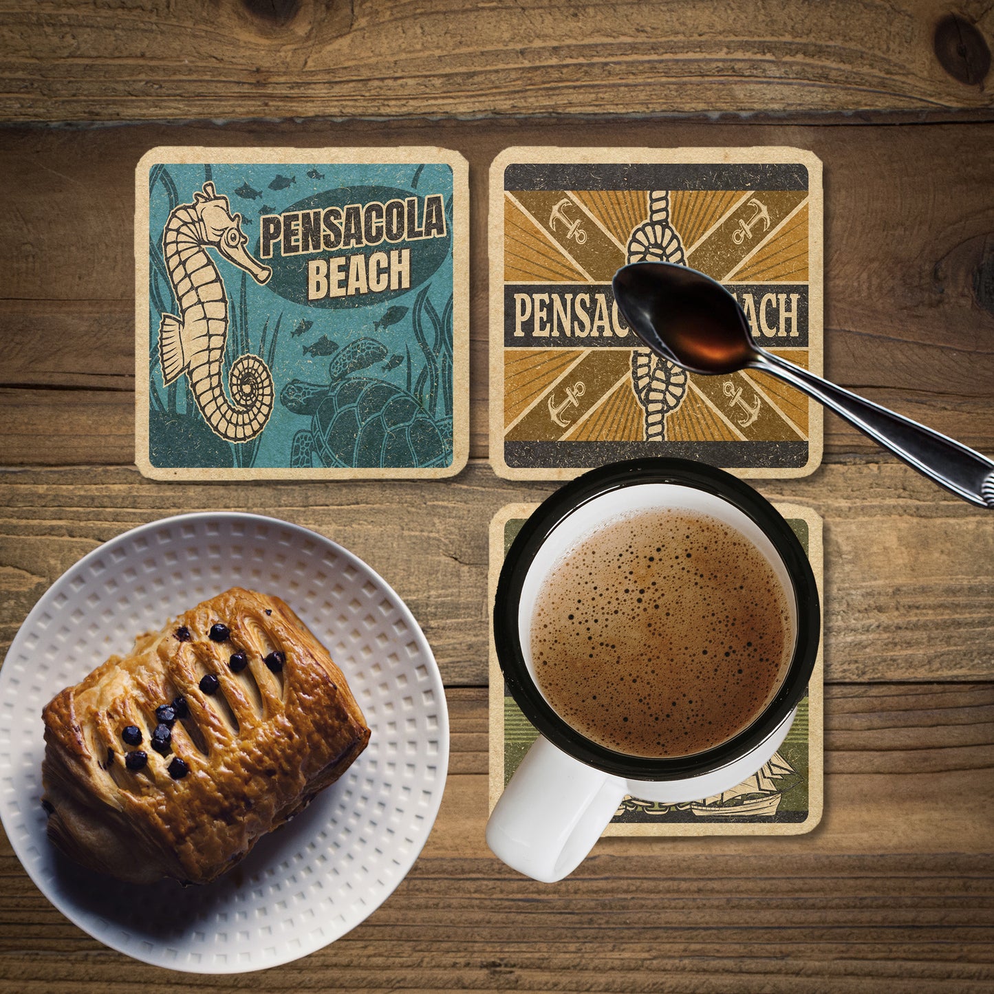 Pensacola Beach Vintage Coaster Set