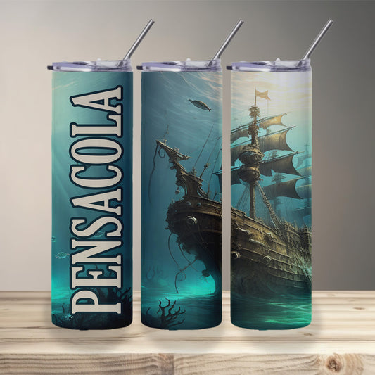 Pensacola Beach Shipwreck Skinny Tumbler