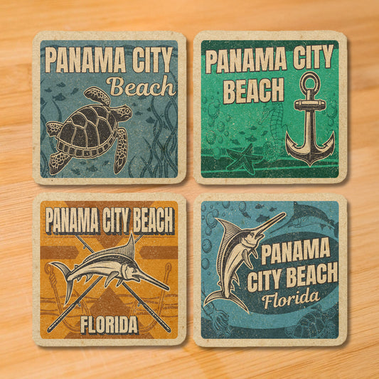 Panama City Beach Vintage Coaster Set