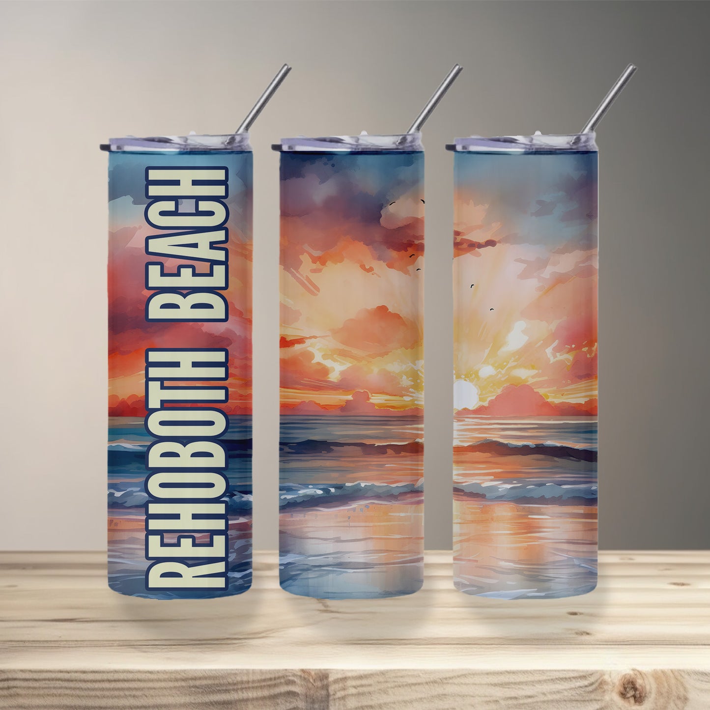 Rehoboth Beach Shoreline Skinny Tumbler
