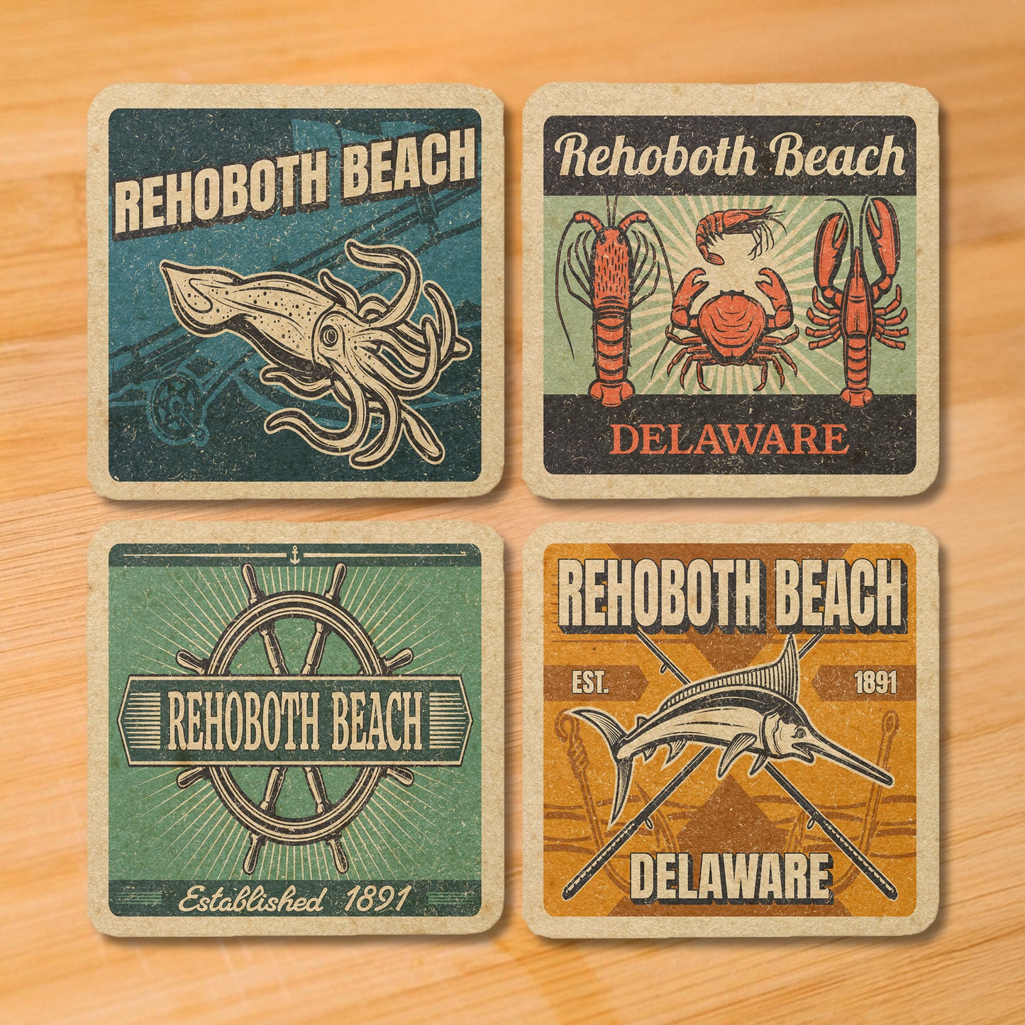 Rehoboth Beach Vintage Coaster Set