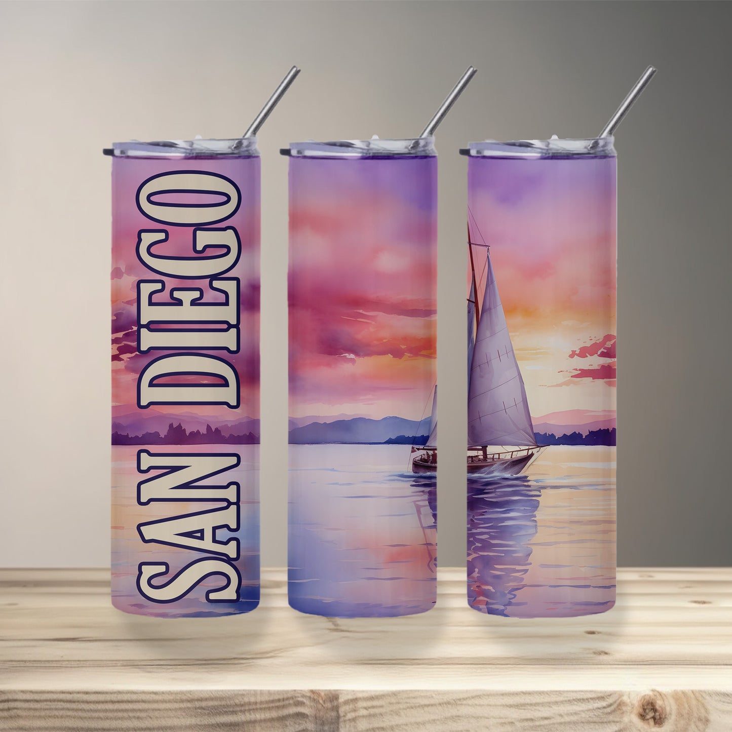San Diego Sailboat Skinny Tumbler