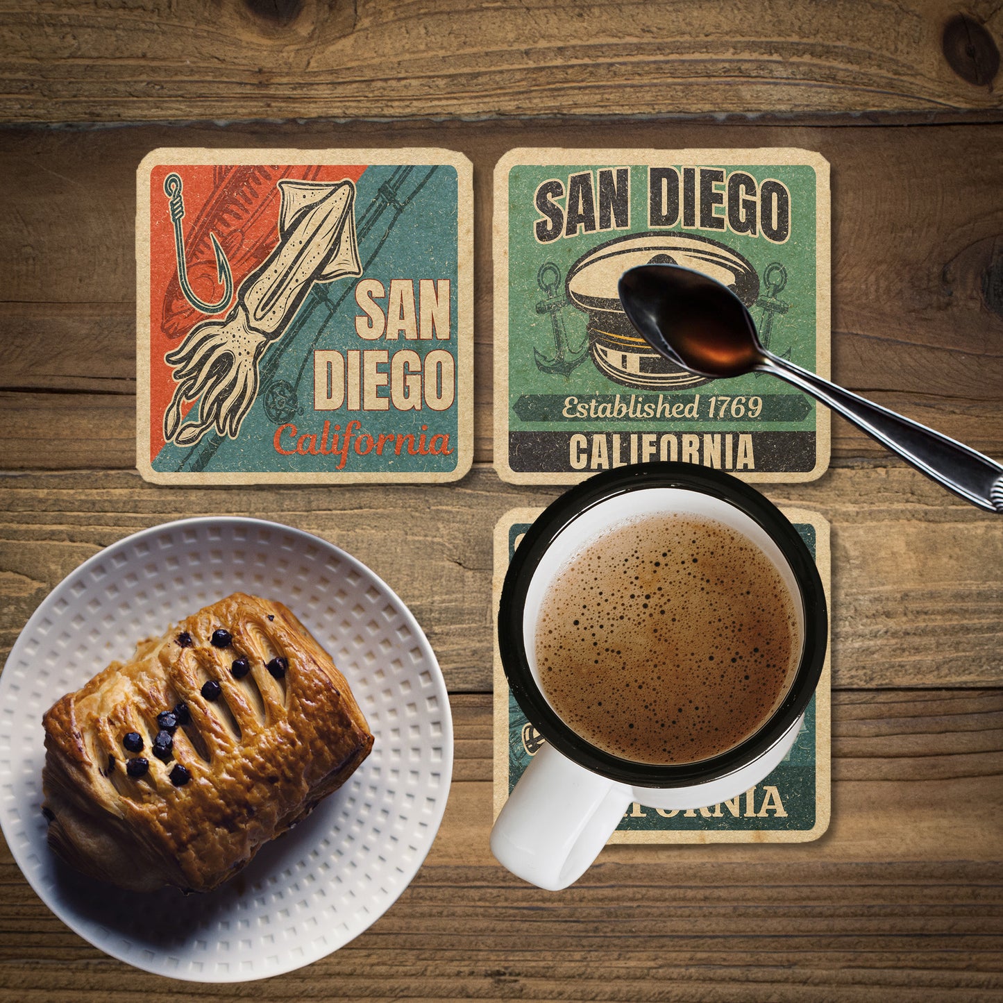 San Diego Vintage Coaster Set