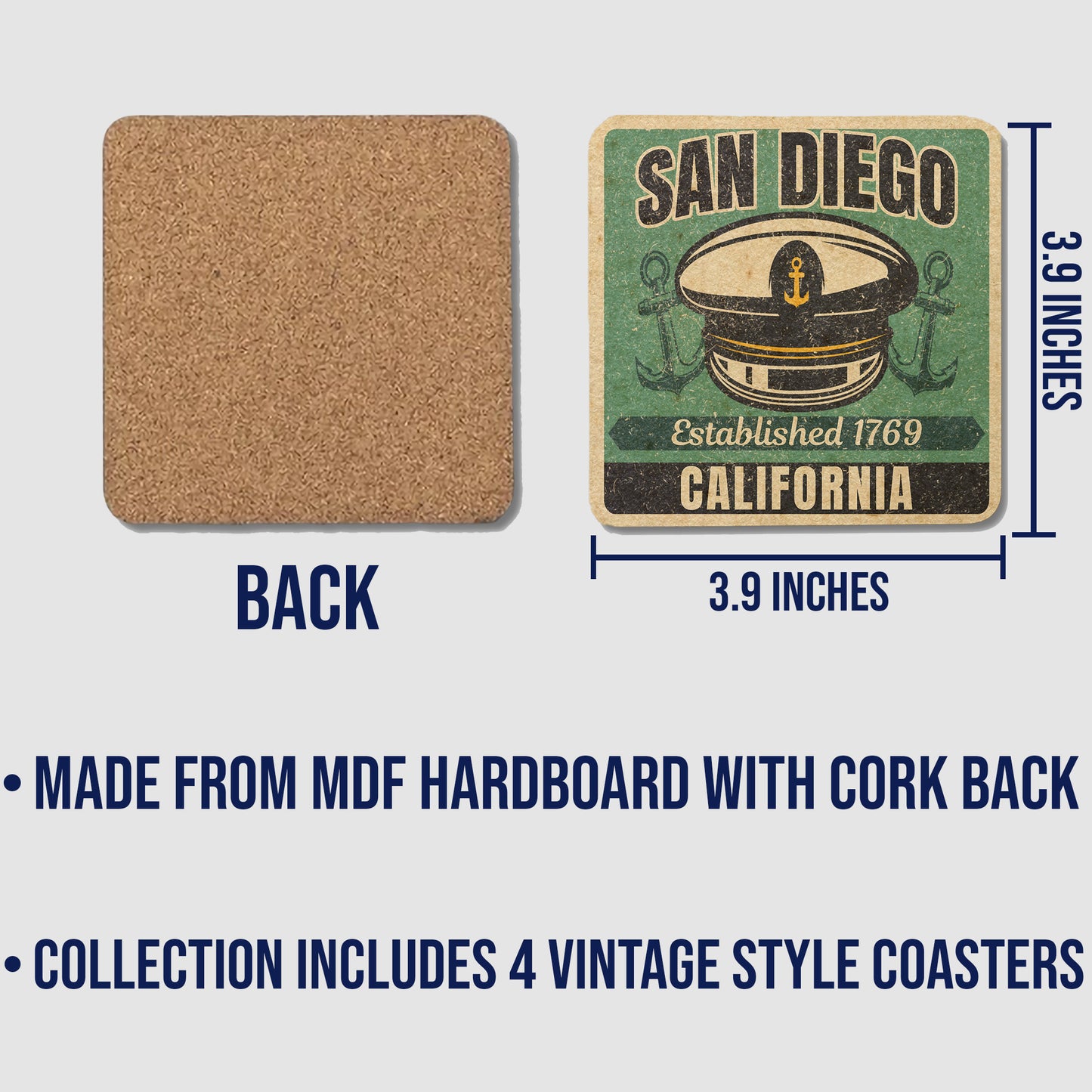 San Diego Vintage Coaster Set