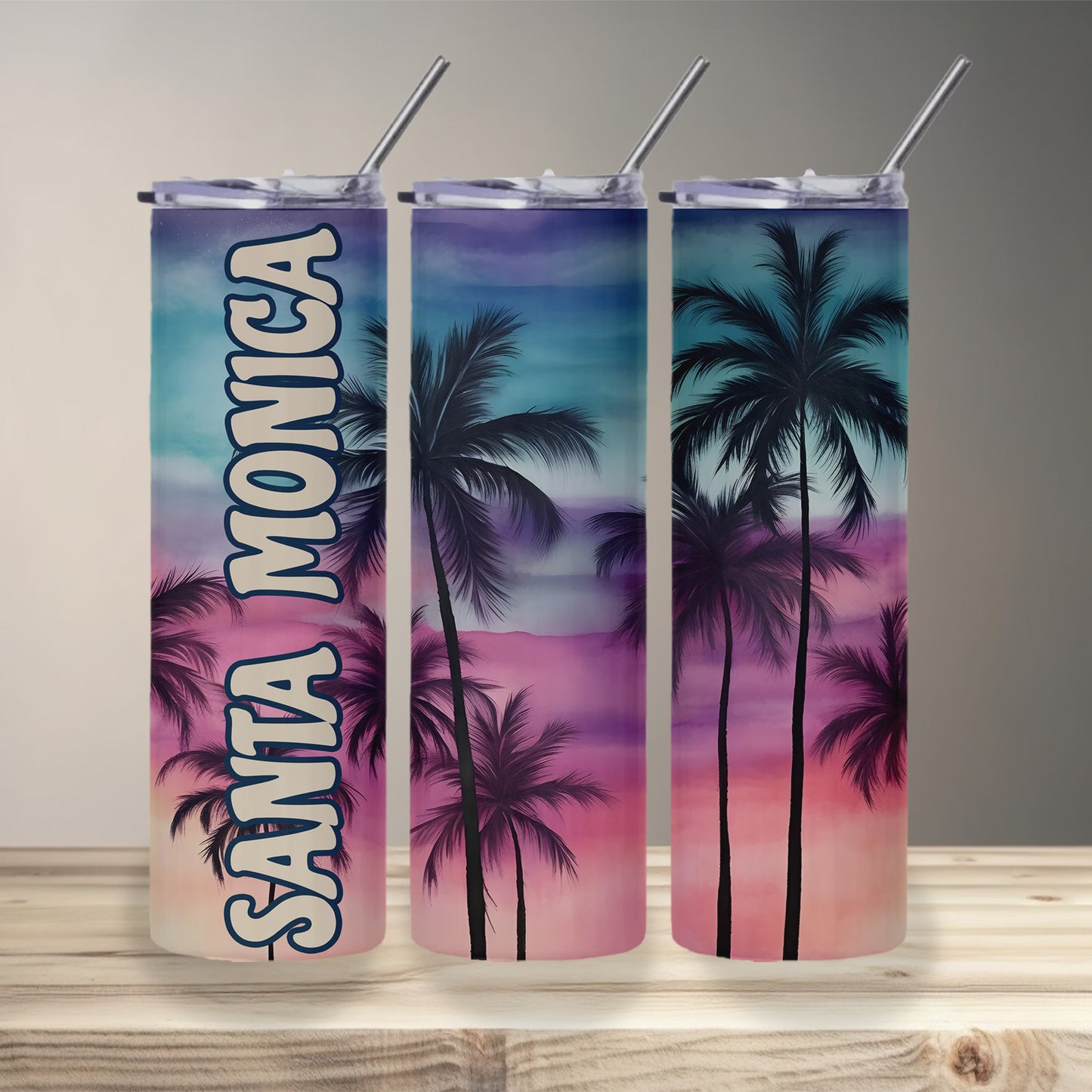 Santa Monica Sunset Skinny Tumbler