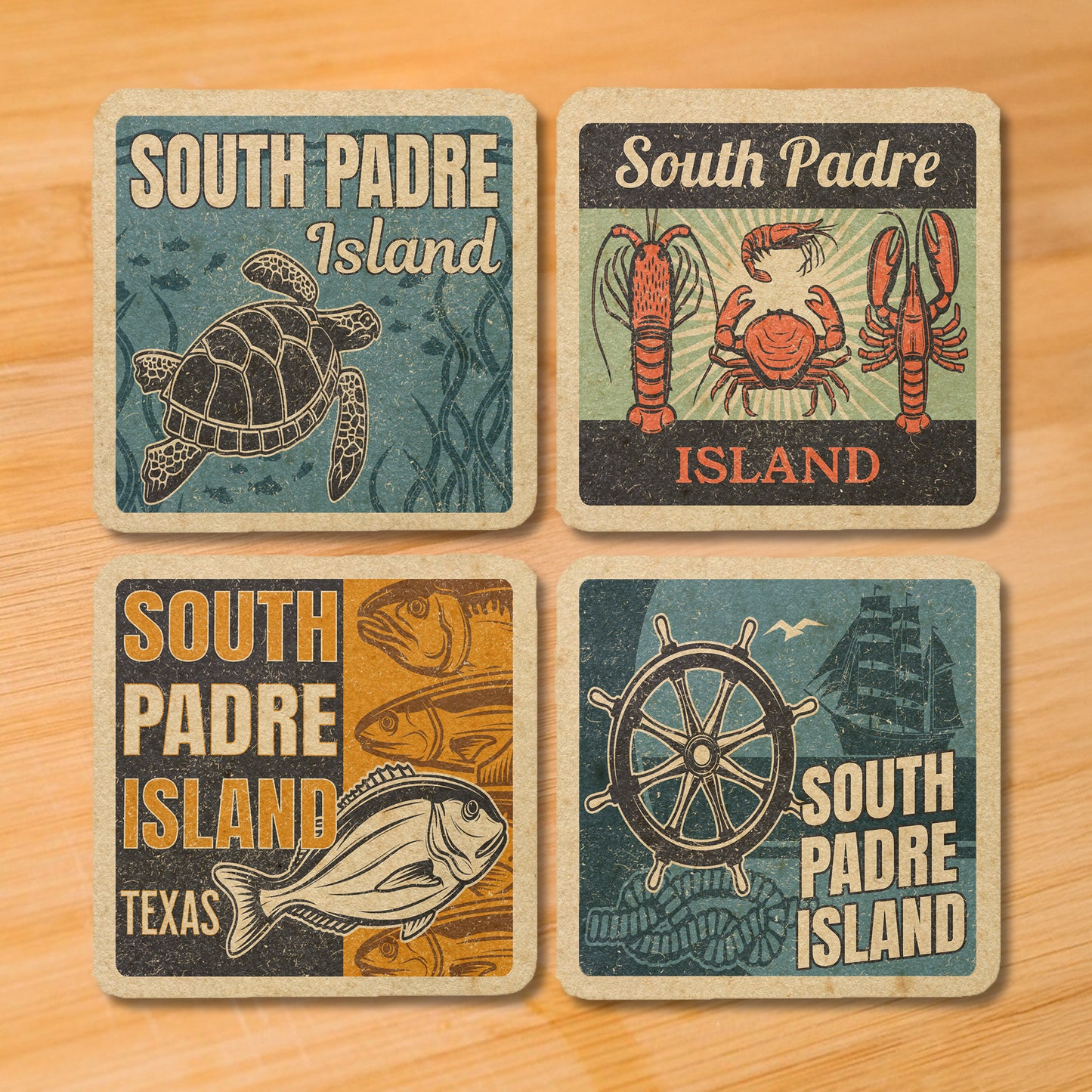 South Padre Island Vintage Coaster Set