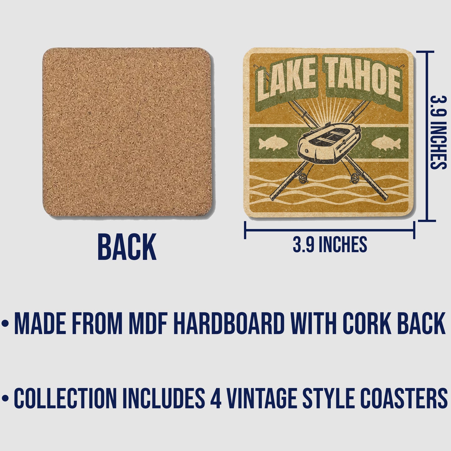Lake Tahoe Vintage Coaster Set