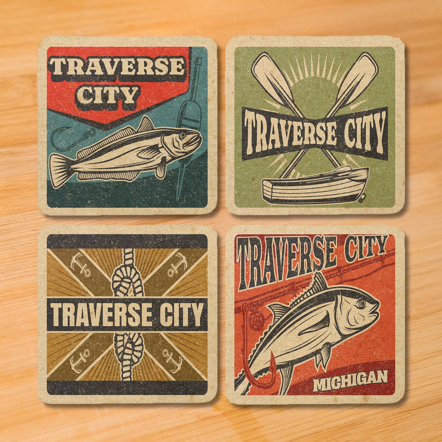 Traverse City Vintage Coaster Set