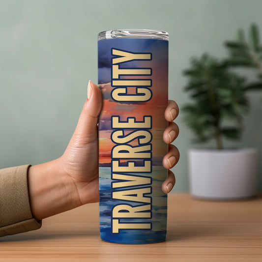 Traverse City Sunset Skinny Tumbler