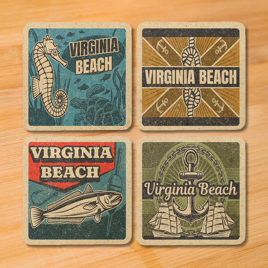 Virginia Beach Vintage Coaster Set