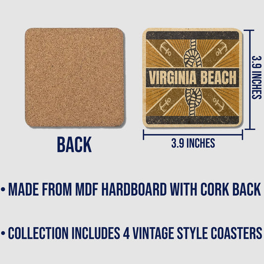 Virginia Beach Vintage Coaster Set