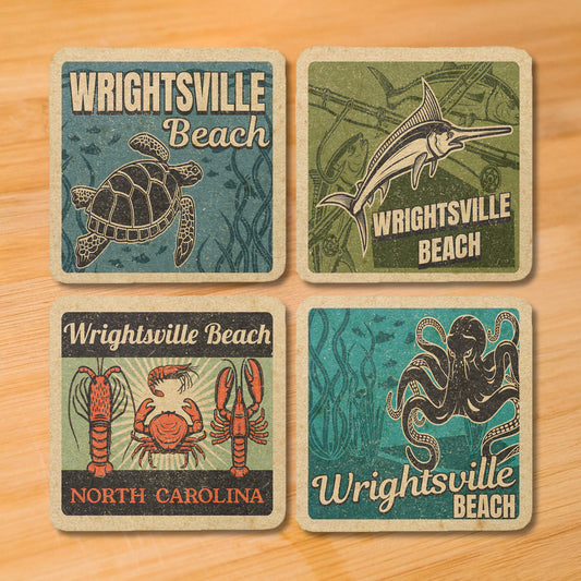 Wrightsville Beach Vintage Coaster Set